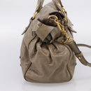 Miu Miu Vitellolux Hand Bag Leather 2way Beige Gold Tone Auth 204644V-3
