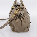 Miu Miu Vitellolux Hand Bag Leather 2way Beige Gold Tone Auth 204644V-4