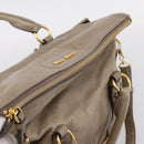 Miu Miu Vitellolux Hand Bag Leather 2way Beige Gold Tone Auth 204644V-6