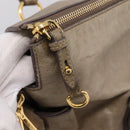 Miu Miu Vitellolux Hand Bag Leather 2way Beige Gold Tone Auth 204644V-14