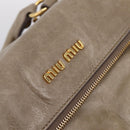 Miu Miu Vitellolux Hand Bag Leather 2way Beige Gold Tone Auth 204644V-15