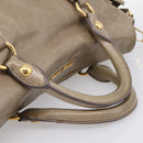 Miu Miu Vitellolux Hand Bag Leather 2way Beige Gold Tone Auth 204644V-7