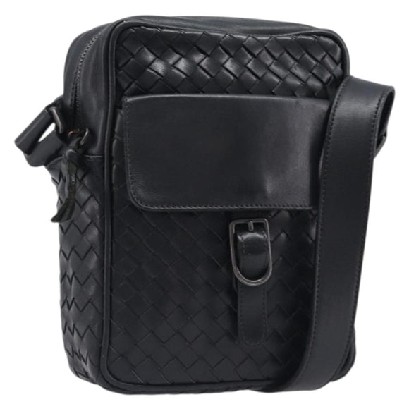BOTTEGA VENETA INTRECCIATO Shoulder Bag Leather Black 113092 Auth 204647V