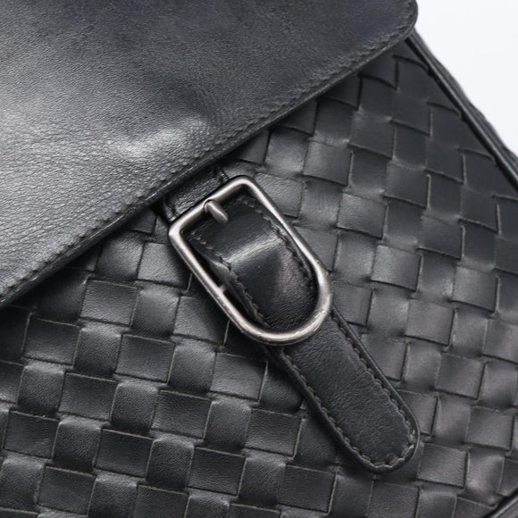 BOTTEGA VENETA INTRECCIATO Shoulder Bag Leather Black 113092 Auth 204647V