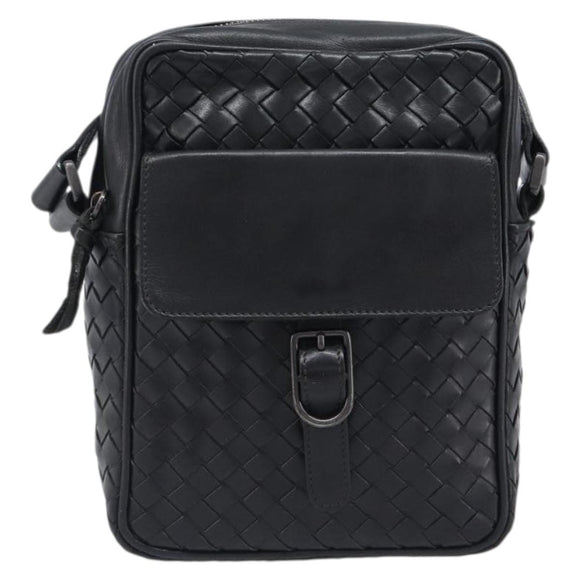 BOTTEGA VENETA INTRECCIATO Shoulder Bag Leather Black 113092 Auth 204647V