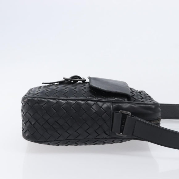 BOTTEGA VENETA INTRECCIATO Shoulder Bag Leather Black 113092 Auth 204647V
