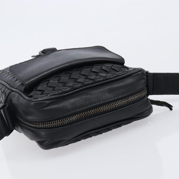 BOTTEGA VENETA INTRECCIATO Shoulder Bag Leather Black 113092 Auth 204647V
