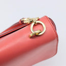 Salvatore Ferragamo Gancini Chain Shoulder Bag Leather Pink Gold Auth 204648A-9