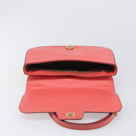 Salvatore Ferragamo Gancini Chain Shoulder Bag Leather Pink Gold Auth 204648A