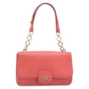 Salvatore Ferragamo Gancini Chain Shoulder Bag Leather Pink Gold Auth 204648A-13