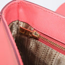 Salvatore Ferragamo Gancini Chain Shoulder Bag Leather Pink Gold Auth 204648A-24
