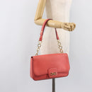 Salvatore Ferragamo Gancini Chain Shoulder Bag Leather Pink Gold Auth 204648A-26