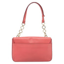 Salvatore Ferragamo Gancini Chain Shoulder Bag Leather Pink Gold Auth 204648A-2