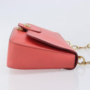 Salvatore Ferragamo Gancini Chain Shoulder Bag Leather Pink Gold Auth 204648A-3