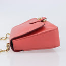 Salvatore Ferragamo Gancini Chain Shoulder Bag Leather Pink Gold Auth 204648A-4