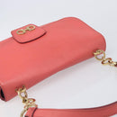 Salvatore Ferragamo Gancini Chain Shoulder Bag Leather Pink Gold Auth 204648A-6
