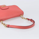 Salvatore Ferragamo Gancini Chain Shoulder Bag Leather Pink Gold Auth 204648A-7
