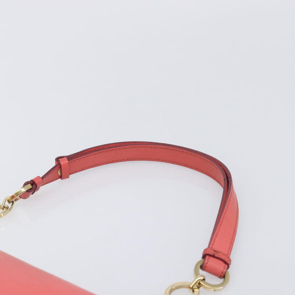 Salvatore Ferragamo Gancini Chain Shoulder Bag Leather Pink Gold Auth 204648A