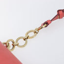 Salvatore Ferragamo Gancini Chain Shoulder Bag Leather Pink Gold Auth 204648A-8