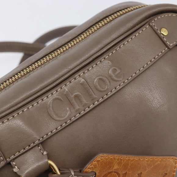 Chloe Eden Shoulder Bag Leather Beige Gold Tone Auth 204650A