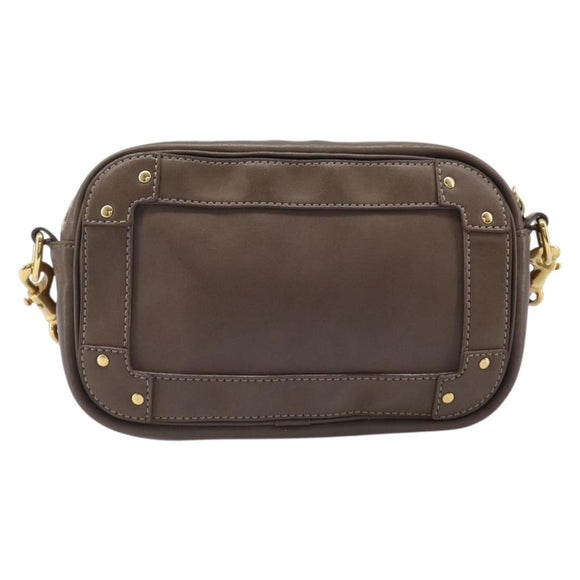 Chloe Eden Shoulder Bag Leather Beige Gold Tone Auth 204650A