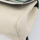 Chloe June Chain Shoulder Bag Leather White Gold Tone Auth 204652A-11