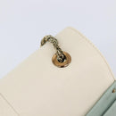 Chloe June Chain Shoulder Bag Leather White Gold Tone Auth 204652A-16