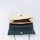 Chloe June Chain Shoulder Bag Leather White Gold Tone Auth 204652A-17