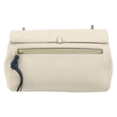 Chloe June Chain Shoulder Bag Leather White Gold Tone Auth 204652A-3