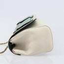 Chloe June Chain Shoulder Bag Leather White Gold Tone Auth 204652A-5