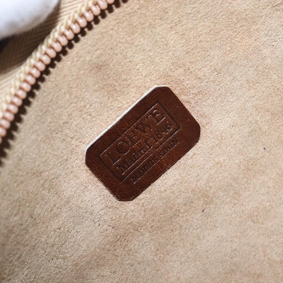 LOEWE Shoulder Bag Leather Beige Gold Tone Auth 204654