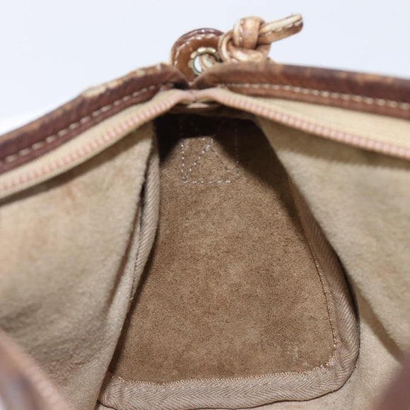 LOEWE Shoulder Bag Leather Beige Gold Tone Auth 204654