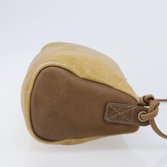 LOEWE Shoulder Bag Leather Beige Gold Tone Auth 204654