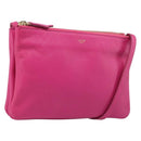 CELINE Trio Shoulder Bag Leather Pink Gold Tone Auth 204655A-1
