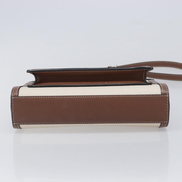 BURBERRY Hand Bag Canvas 2way Beige Gold Auth 204656V
