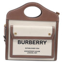 BURBERRY Hand Bag Canvas 2way Beige Gold Auth 204656V-13