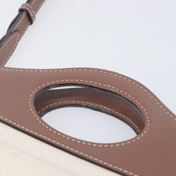BURBERRY Hand Bag Canvas 2way Beige Gold Auth 204656V