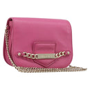 Jimmy Choo Chain Shoulder Bag Leather Pink Gold Tone Auth 204657A-1