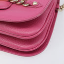 Jimmy Choo Chain Shoulder Bag Leather Pink Gold Tone Auth 204657A-11