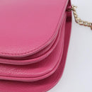 Jimmy Choo Chain Shoulder Bag Leather Pink Gold Tone Auth 204657A-13