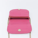 Jimmy Choo Chain Shoulder Bag Leather Pink Gold Tone Auth 204657A-16