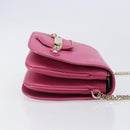 Jimmy Choo Chain Shoulder Bag Leather Pink Gold Tone Auth 204657A-4