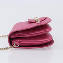 Jimmy Choo Chain Shoulder Bag Leather Pink Gold Tone Auth 204657A-5