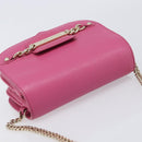 Jimmy Choo Chain Shoulder Bag Leather Pink Gold Tone Auth 204657A-6
