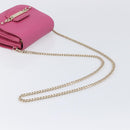 Jimmy Choo Chain Shoulder Bag Leather Pink Gold Tone Auth 204657A-7