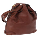 CELINE Shoulder Bag Leather Brown Gold Tone Auth 204658-1