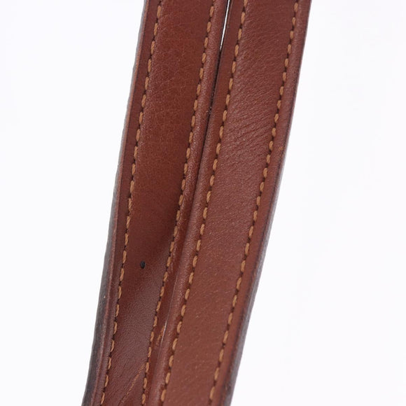 CELINE Shoulder Bag Leather Brown Gold Tone Auth 204658