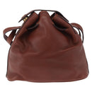 CELINE Shoulder Bag Leather Brown Gold Tone Auth 204658-2
