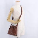 CELINE Shoulder Bag Leather Brown Gold Tone Auth 204658-24