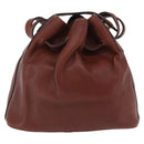 CELINE Shoulder Bag Leather Brown Gold Tone Auth 204658-3